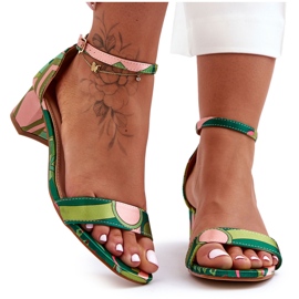 Sandali con tacco alto in raso fantasia Green Mix Inspire Me! multicolore