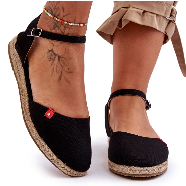 Espadrillas con piattaforma Big Star da donna FF274526 nere nero