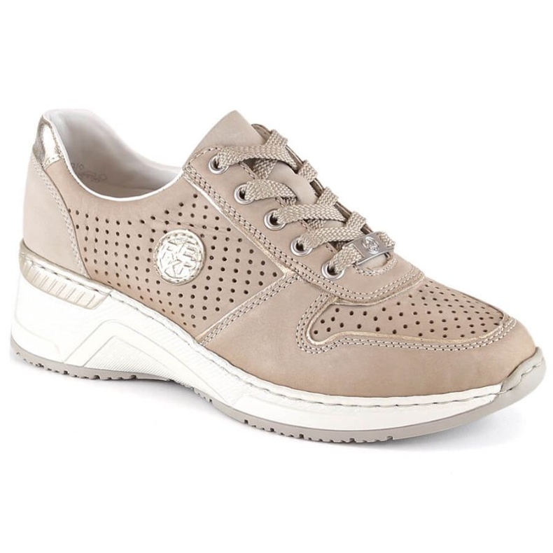 Rieker N4346-60 scarpa sportiva con zeppa beige
