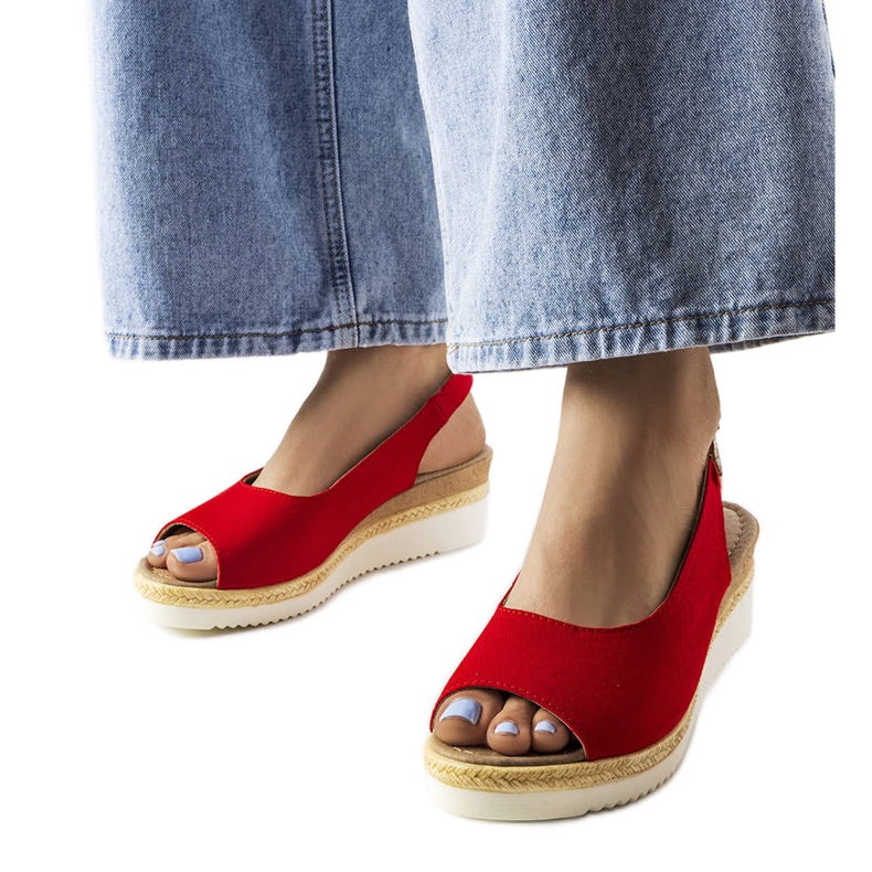 Sandali con zeppa Big Star rossi JJ276048 rosso