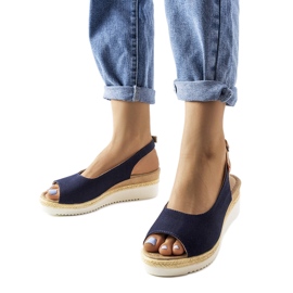 Sandali con zeppa blu navy Big Star JJ276046