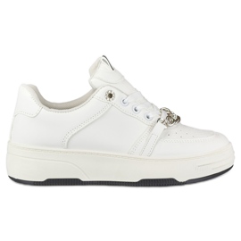 Scarpe sportive bianche con catena bianca