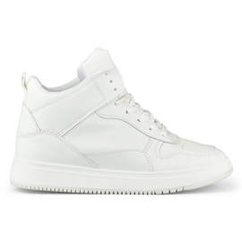 Sneakers bianche da donna sopra la caviglia bianca