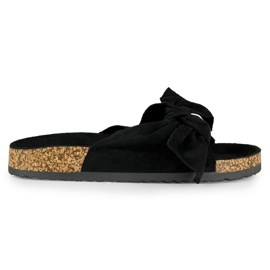 Pantofole nere classiche con fiocco nero