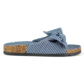 Ciabatte da donna in denim con fiocco blu