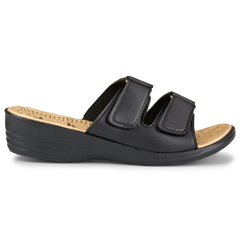 Comode ciabatte da donna con velcro nere nero