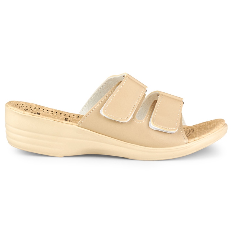 Comode pantofole da donna con velcro beige