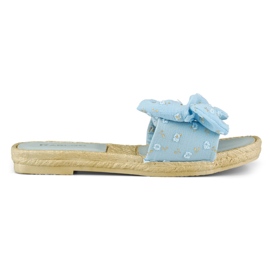 Pantofole da donna blu con fiocco