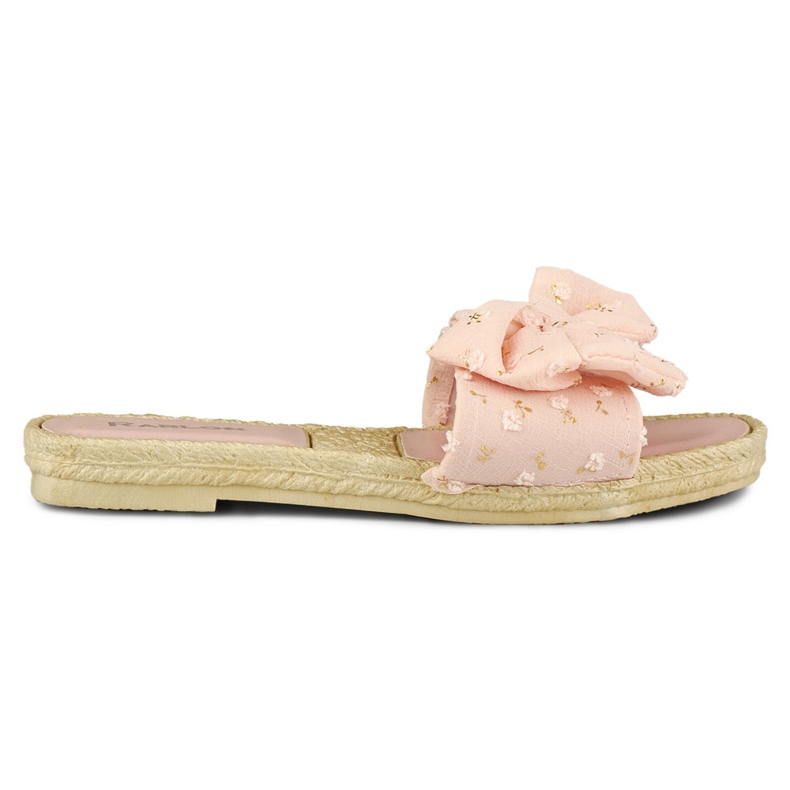 Pantofole rosa da donna con fiocco