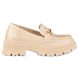 Scarpe con zeppa beige laccate