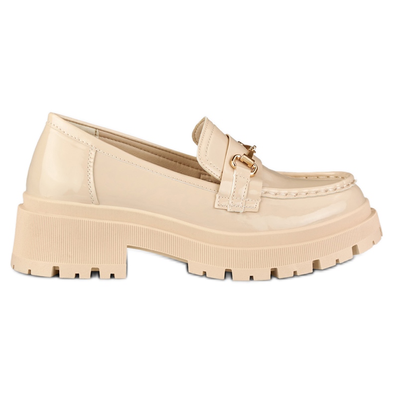 Scarpe con zeppa beige laccate