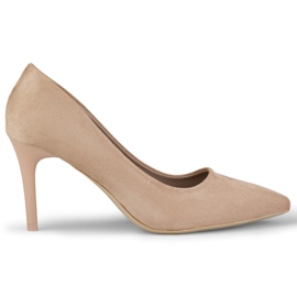 Tacchi alti classici in camoscio beige scuro