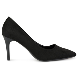 Classiche scarpe col tacco nere in camoscio nero