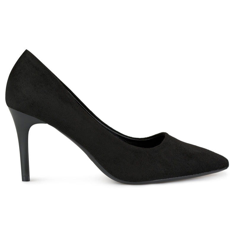 Classiche scarpe col tacco nere in camoscio nero