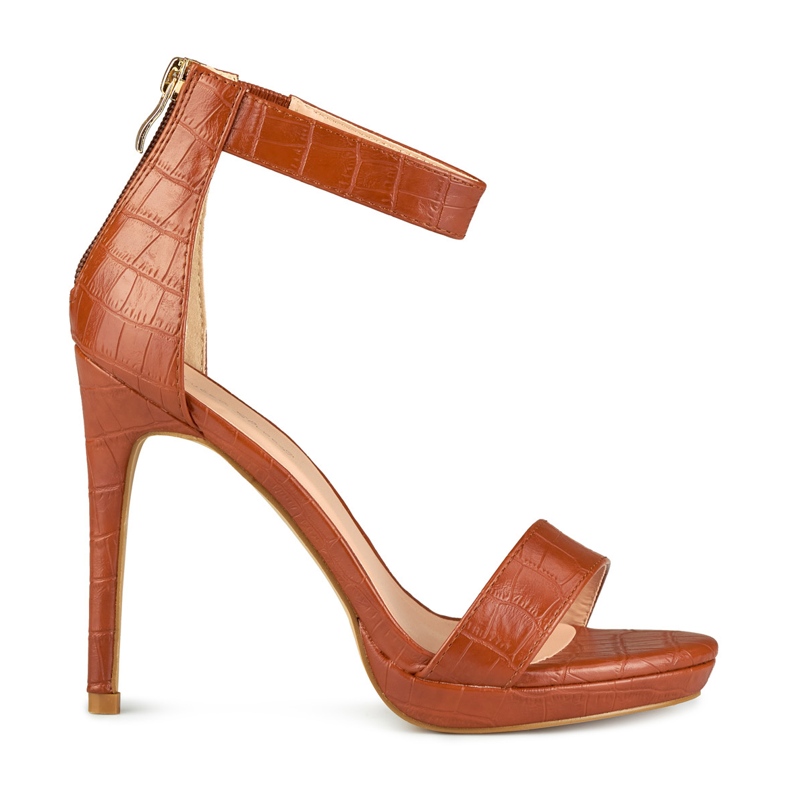Sandali da donna con tacco alto color caramello marrone