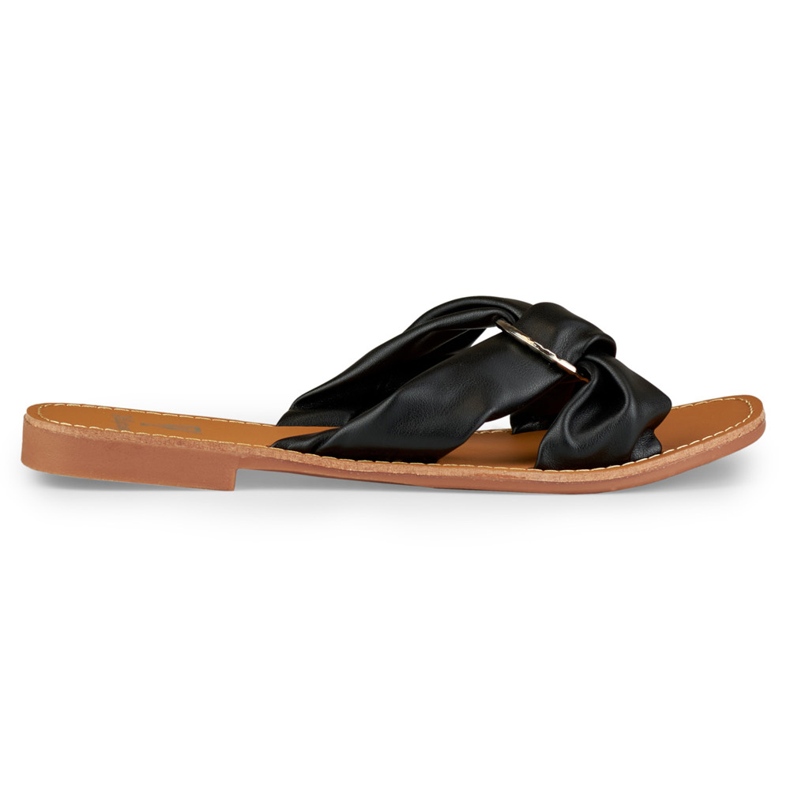 Pantofole nere da donna realizzate in ecopelle nero