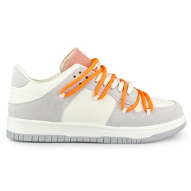 Sneakers da donna con lacci arancioni bianca