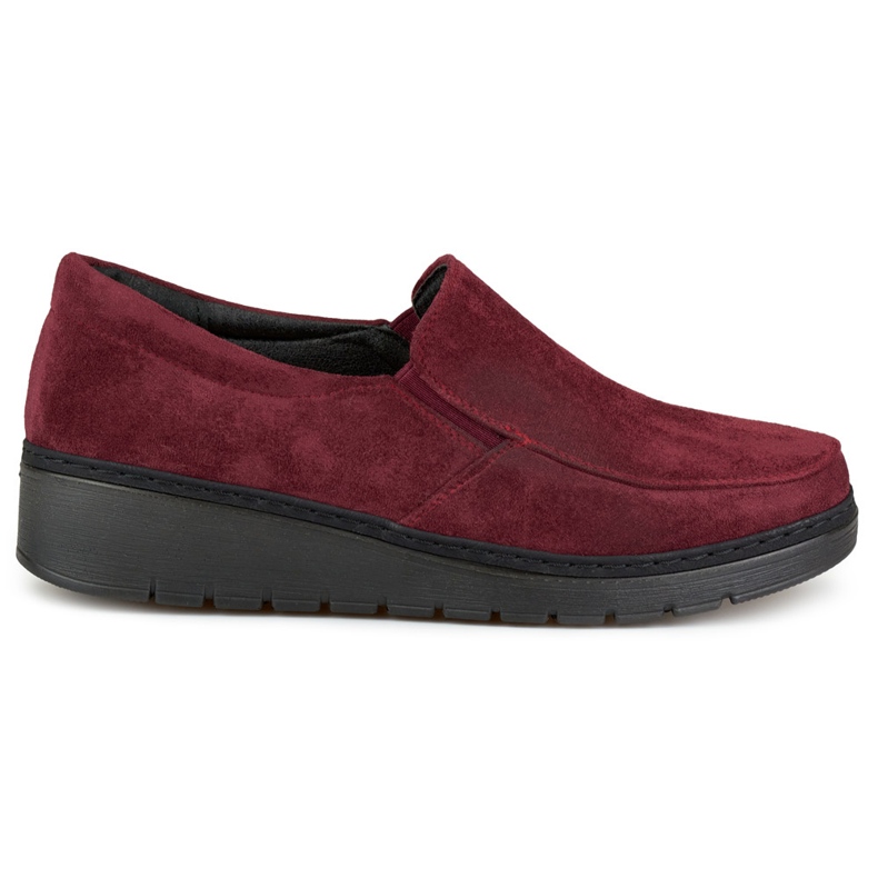 Comodi mocassini da donna in camoscio bordeaux rosso