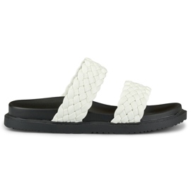 Pantofole da donna in tessuto bianco e nero bianca