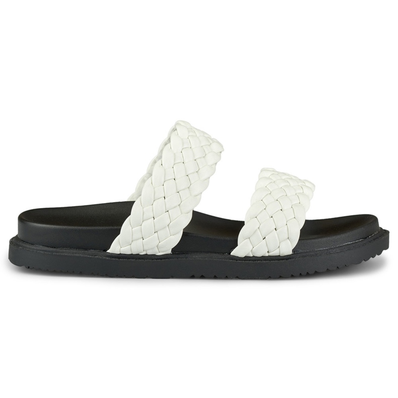 Pantofole da donna in tessuto bianco e nero bianca