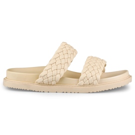 Pantofole da donna in tessuto beige