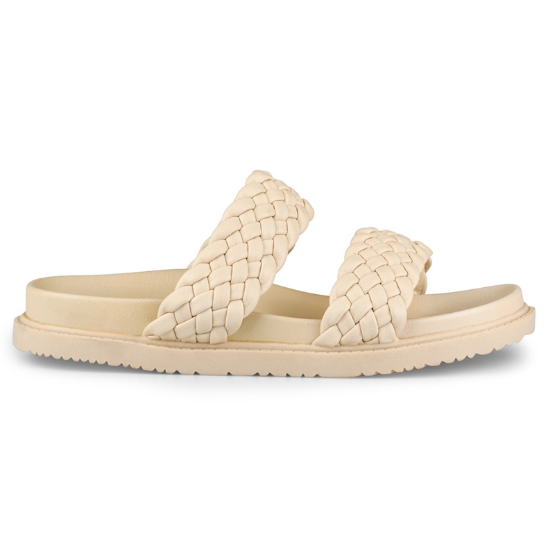 Pantofole da donna in tessuto beige