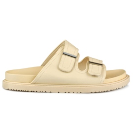Pantofole da donna beige con velcro