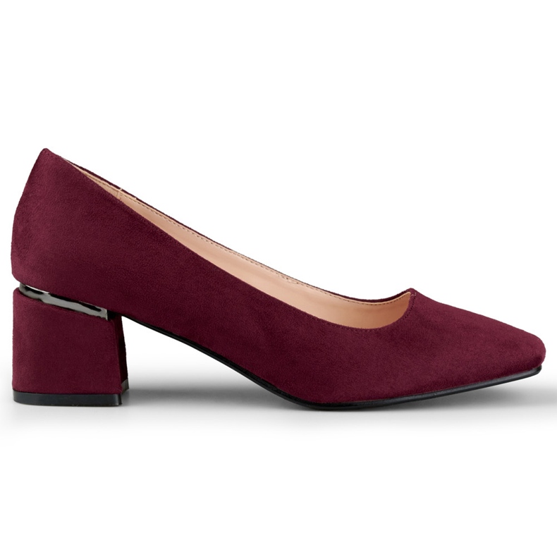 Décolleté bordeaux su tacco basso rosso