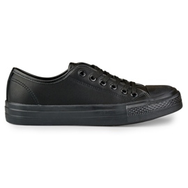 Sneakers da donna in ecopelle con suola nera nero