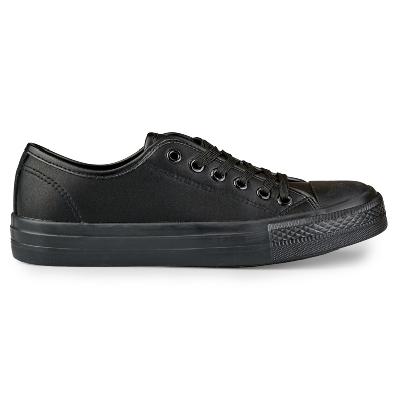 Sneakers da donna in ecopelle con suola nera nero