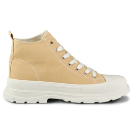 Sneakers beige sopra la caviglia