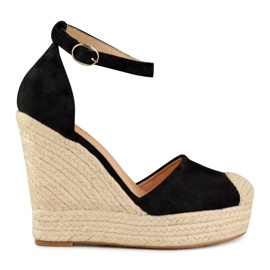 Espadrillas con zeppa da donna nere nero