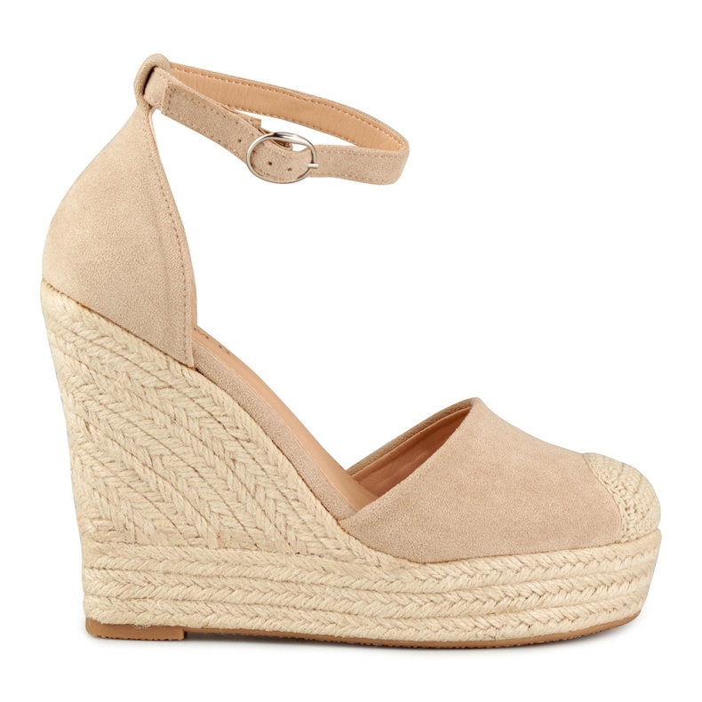 Espadrillas con zeppa da donna beige chiaro