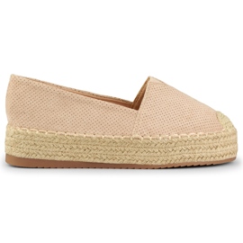 Espadrillas da donna beige sulla piattaforma