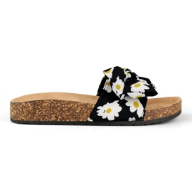 Pantofole floreali da donna nero