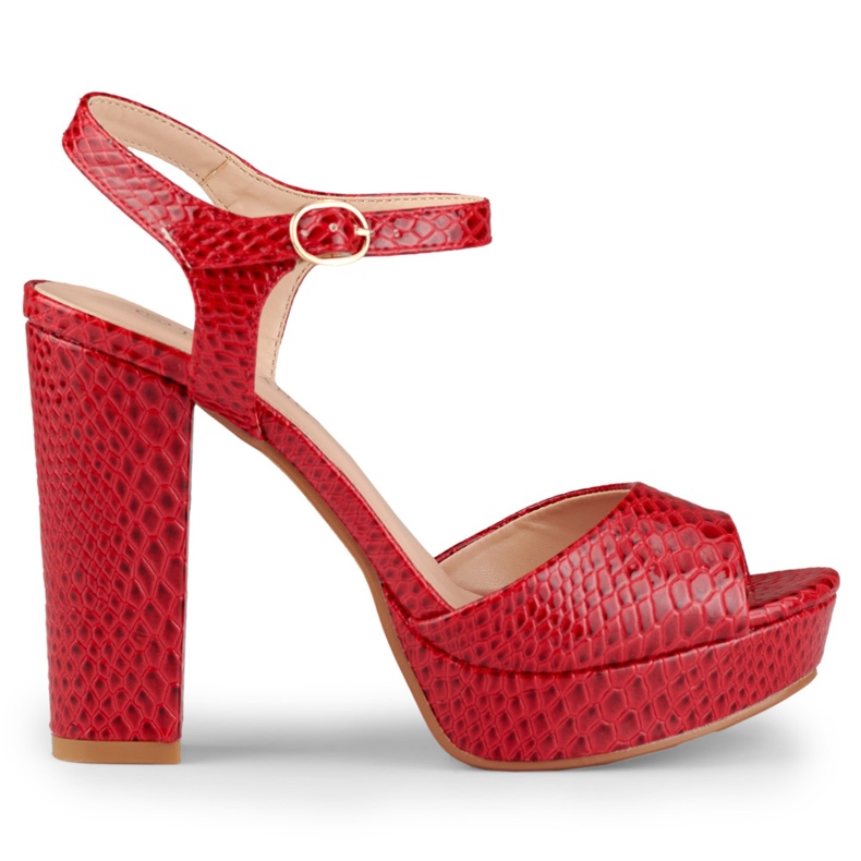 Sandali rossi con tacco alto rosso