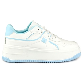 Sneakers bianche da donna con accessori blu bianco