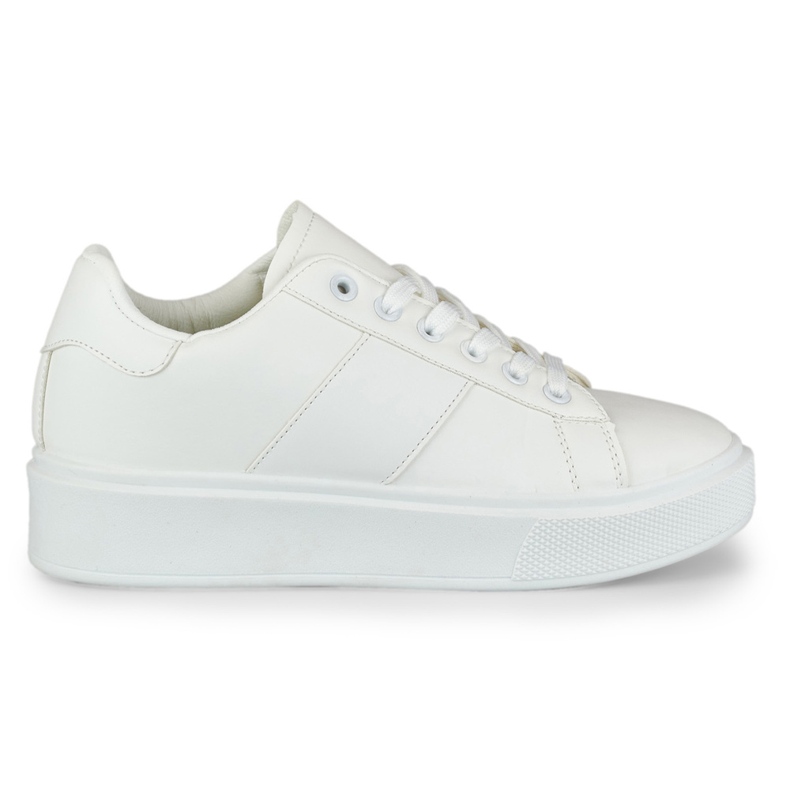 Sneakers bianche da donna sulla piattaforma bianca