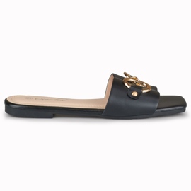Pantofole da donna nere con decorazione Hensi oro nero