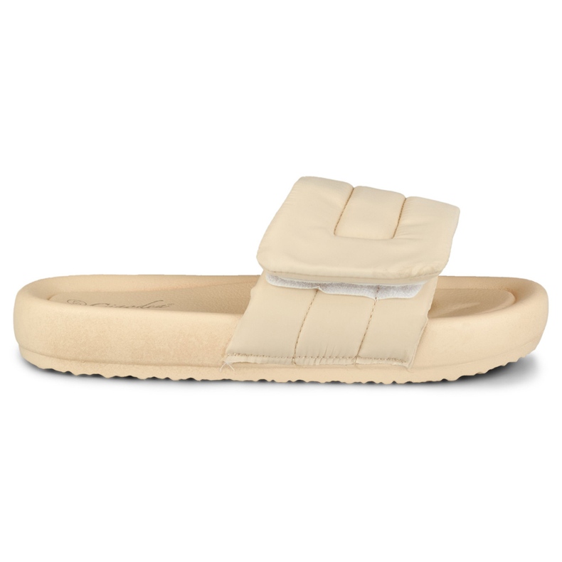 Pantofole da donna beige regolabili con velcro