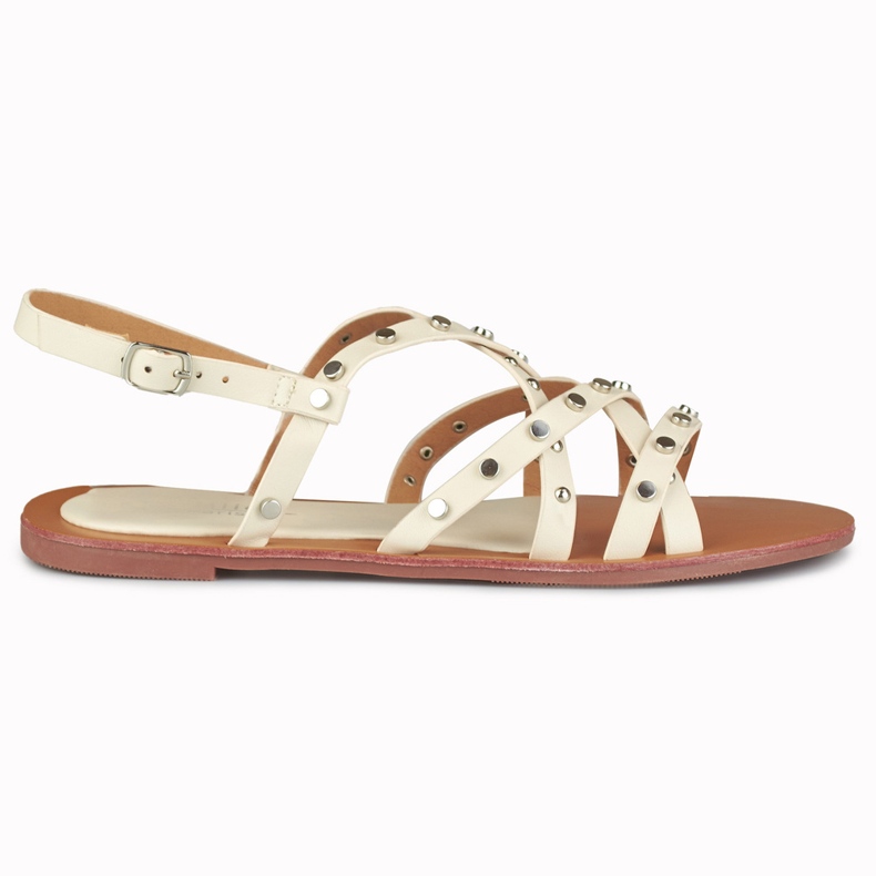 Sandali beige da donna con decorazioni in metallo