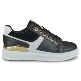 Sneakers bianche e nere da donna sulla piattaforma Eliza nero