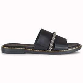 Eleganti pantofole da donna nere con decorazione nero