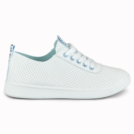 Sneakers traforate bianche e blu di Bellis bianca