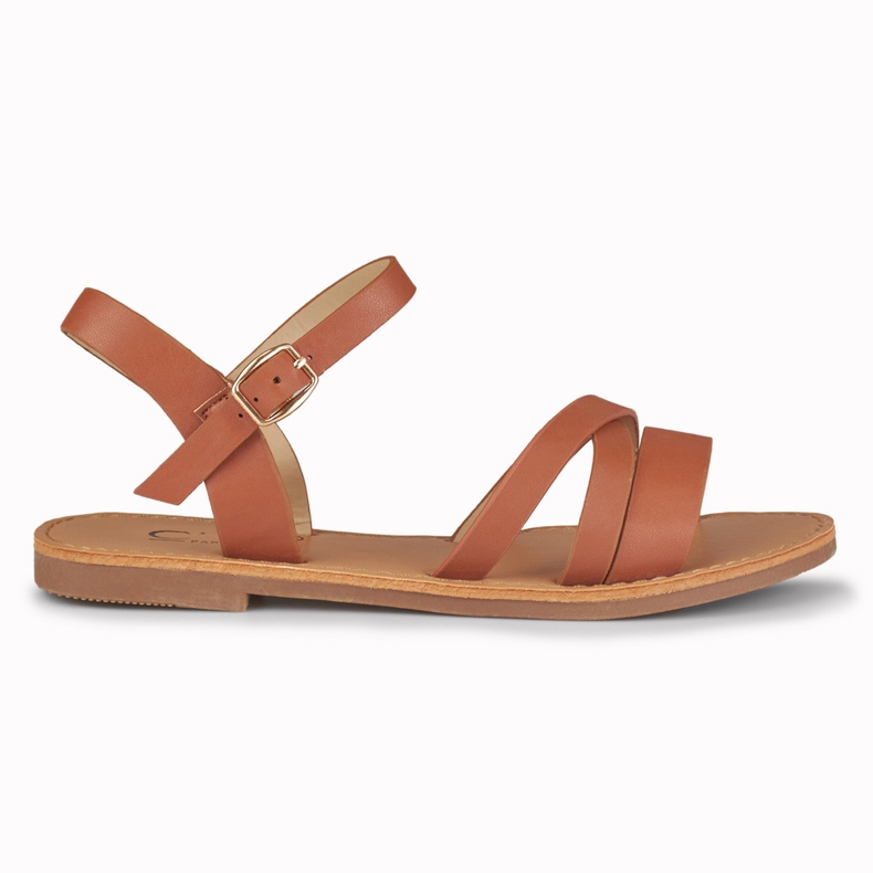 Sandali piatti marroni da donna viola marrone