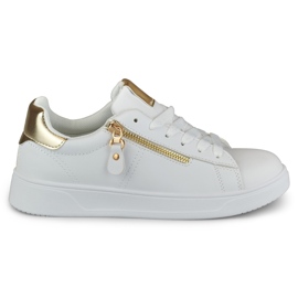 Scarpe sportive da donna con cerniera dorata bianca