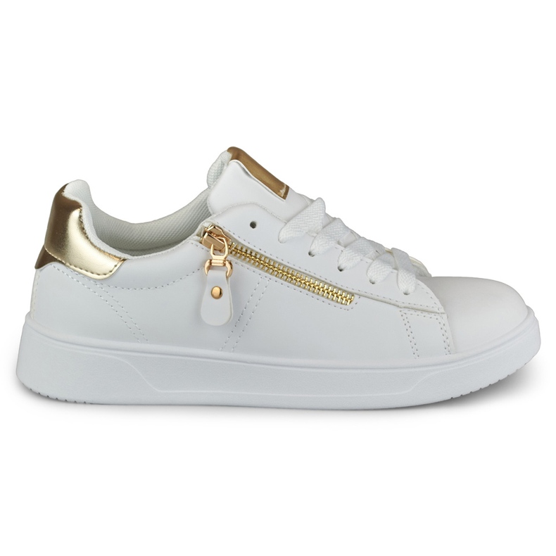 Scarpe sportive da donna con cerniera dorata bianca