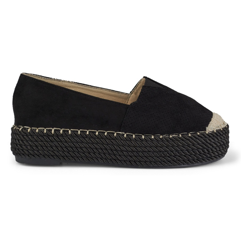 Espadrillas con plateau in camoscio nero