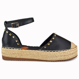 Espadrillas nere con borchie allacciate alla caviglia nero