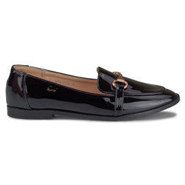 Scarpe laccate con decorazione in oro nero